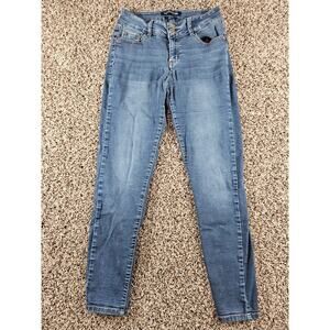 Wallflower Juniors Sz 9 Skinny Leg High Rise Blue Jeans Medium Wash
